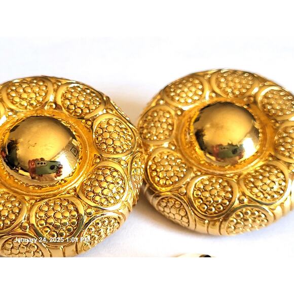 Christian Dior Medallion Pierced Earrings - Signed Vintage Chic Estate Find - Picture 3 of 11